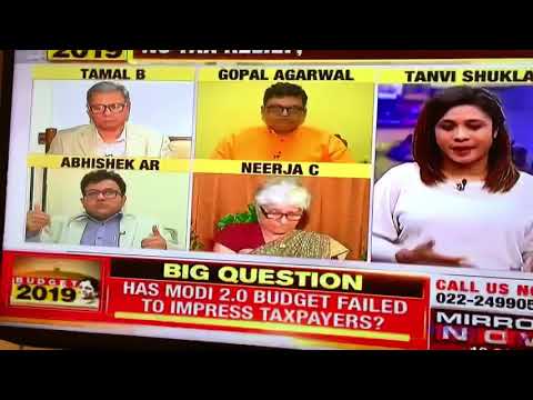 Abhishek A Rastogi on Times Mirror Now for Budget announcement on tax reforms
