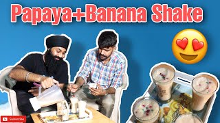 College Wala Shake (Papaya + Banana ) Milk Shake Recipe || Papaya Banana Smoothie Recipe ||