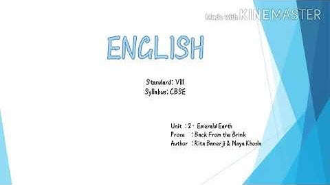 Grade 8 CBSE:English-Back from the Brink