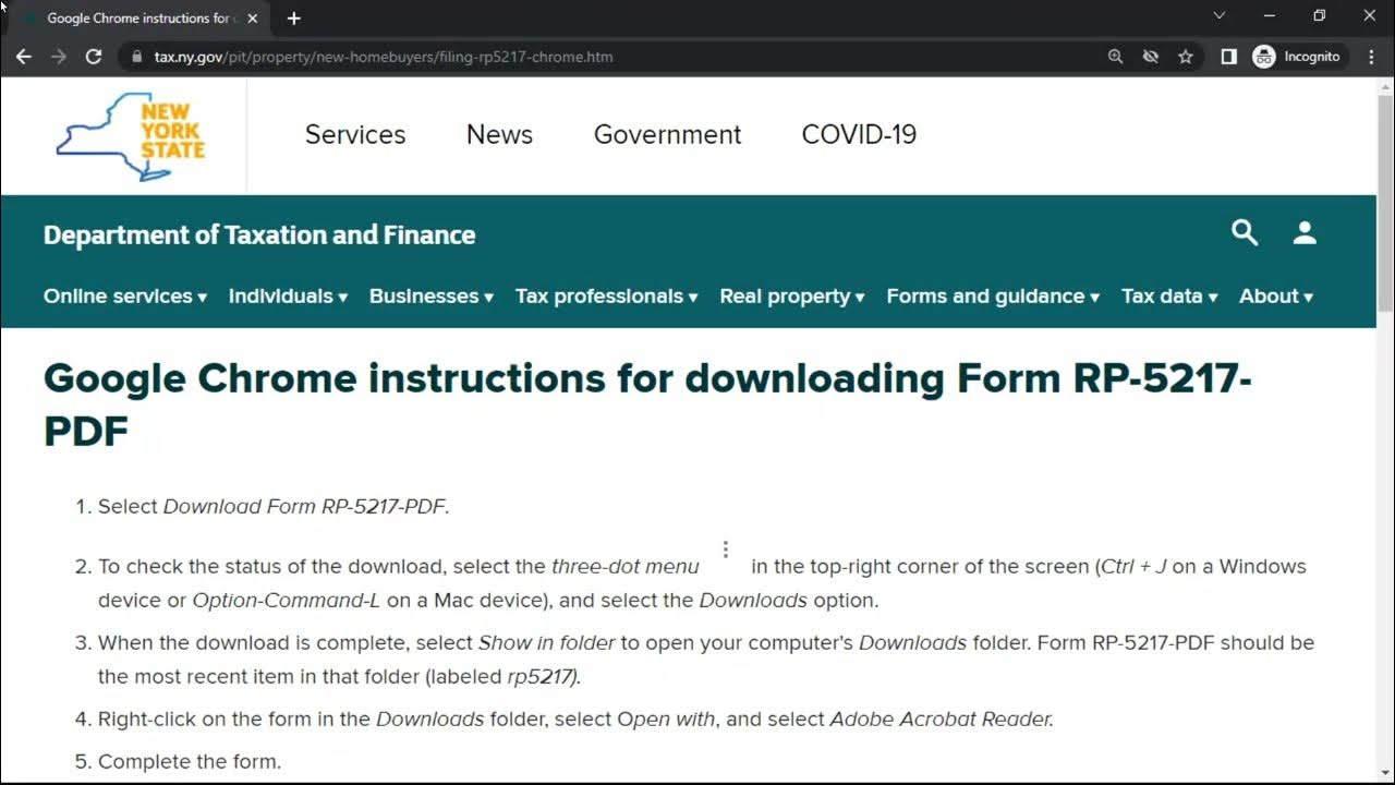 Google chrome instructions for downloading form rp 5217 pdf youtube