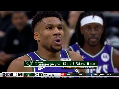 The Bucks arena shouts "MVP" to Giannis Antetokounmpo after this play in finale min vs clippers