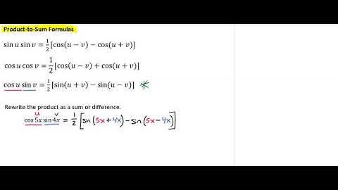 Writing the Product of cos(5x)sin(4x) as a Sum or Difference Using a Product-to-Sum Formula