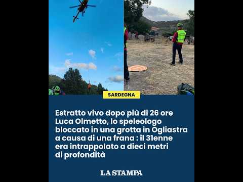Video Estratto VIVO dopo più di 26 ore lo SPELEOLOGO bloccato da una FRANA in una GROTTA in Ogliastra