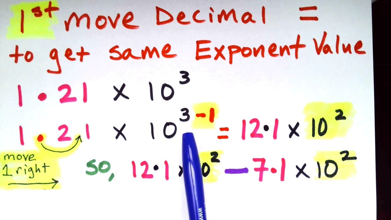 Part 11 "Scientific Notation Find the Difference example #2 Different Exponents" GED Math EXAM