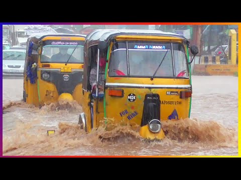 Auto Videos : Passengers Travel in Flood Water an Auto Rickshaw Video | Tuk Tuk Racing