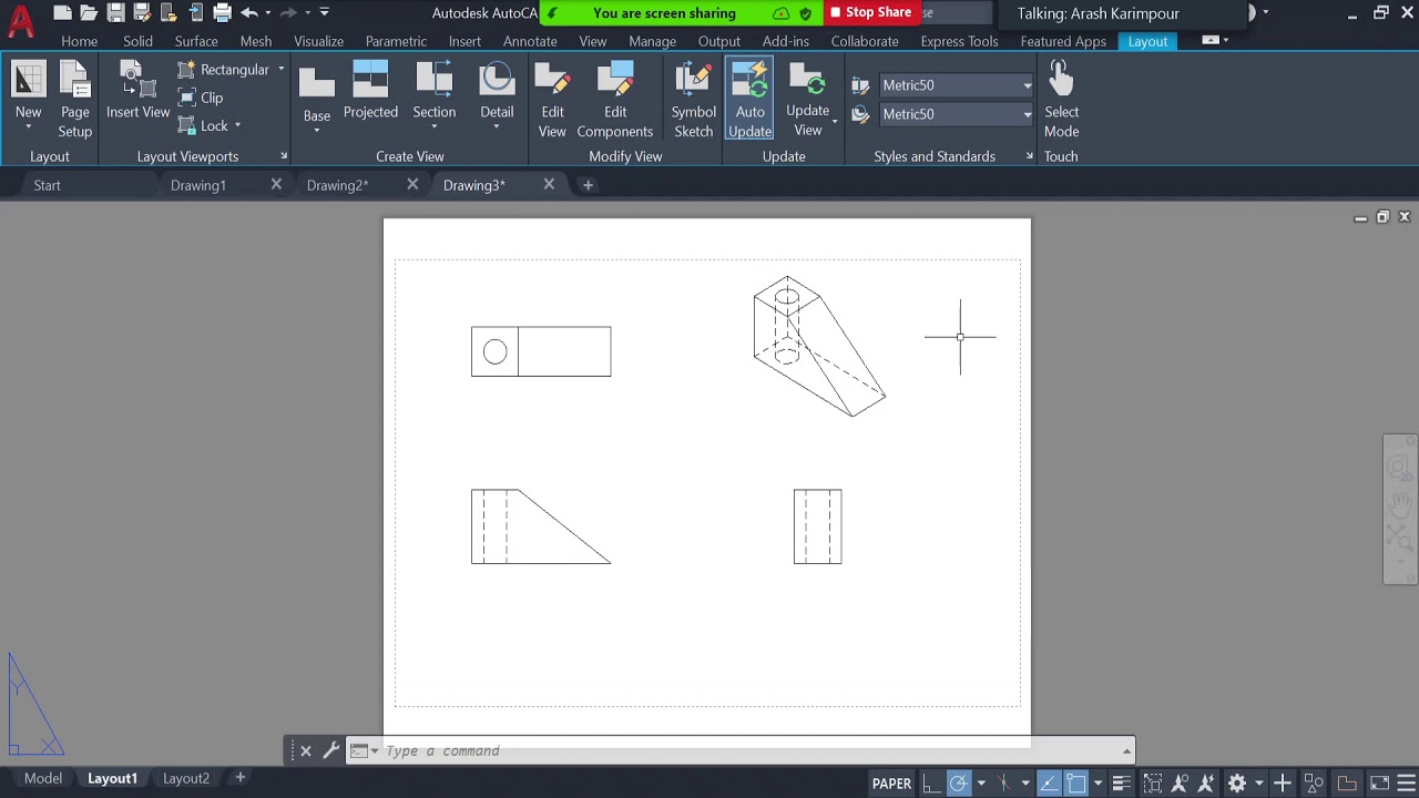Update 73: Create Orthographic 2D Views from 3D Drawing (AutoCAD Tutorial)