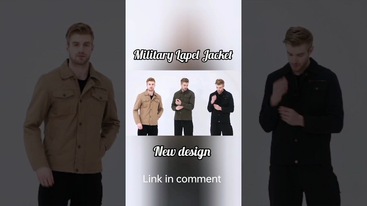 WenVen Men's Casual Canvas Cotton Military Lapel Jacket 