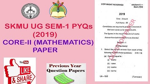 SKMU UG SEM-1 CORE-2 (MATHEMATICS HONS.) QUESTION PAPER 2019