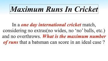 Cricket Puzzle || Maximum Runs In Cricket
