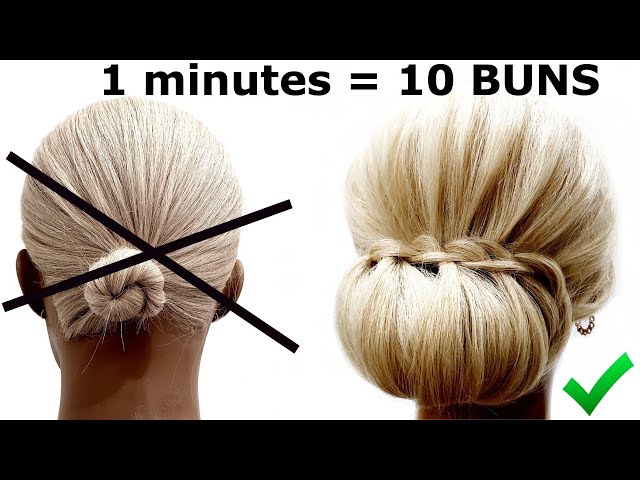 10 одноминутных пучков на редкие волосы. 10 one-minute buns for sparse hair. class=
