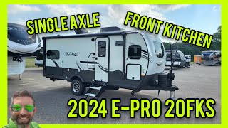 Front kitchen single axle! 2024 Flagstaff E-Pro 20FKS travel trailer walkthrough