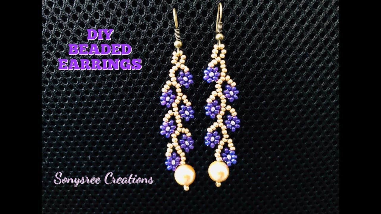 Daisy Vine Earrings. DIY Beaded Earrings. How to make beaded earrings