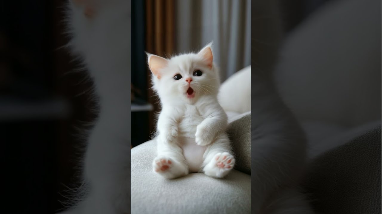 A White Baby Cat 3 Cute Lipsync Kitten Catlover