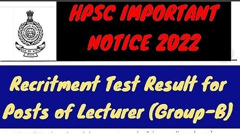 Hpsc Recritment Test Result for Posts of Lecturer (Group-B) | Hpsc Latest News Today | Hpsc vaccancy