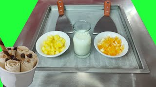 Ice cream rolls pineapple and orange - ايس كريم رول بالاناناس والبرتقال