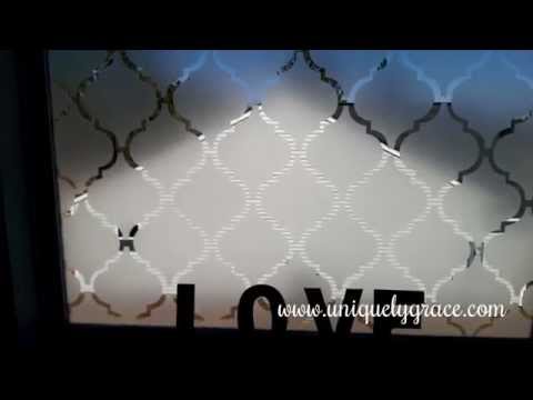 Window Treatment Under $10 - Faux Frosted Glass Tutorial Moroccan Tile Pattern