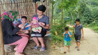 Single father _ picks wild fruits to sell with his son, the woman takes care of the boy at home