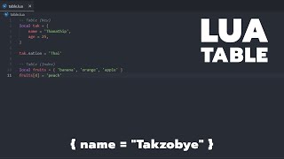 Details สอน Lua | Table - ตาราง | TAKZOBYE Update