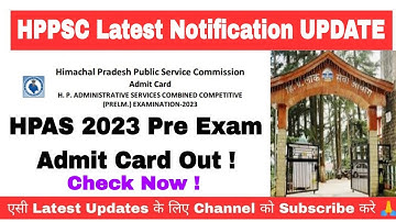 HPAS 2023 Pre Exam Admit Card Out ! Exam Date :- 1 Oct 2023 | Download Now