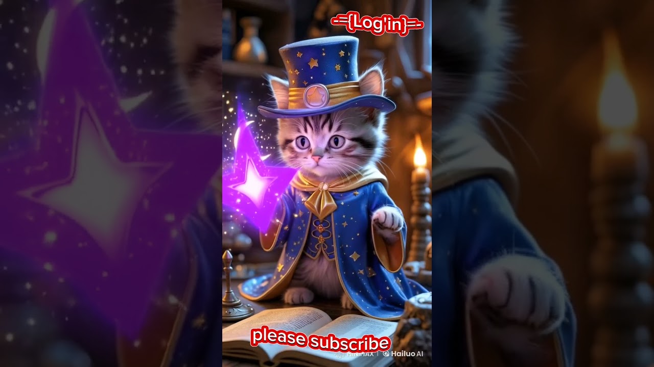 "Magical Kitten: The Cutest Little Wizard in Action!" 