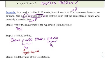 Statistics - 8.3 Hypothesis Tests for Proportions (traditional method)
