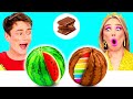 チョコレートの食べ物 vs 本物の食べ物のチャレンジ | 素晴らしい料理のレシピ BaRaDa Challenge