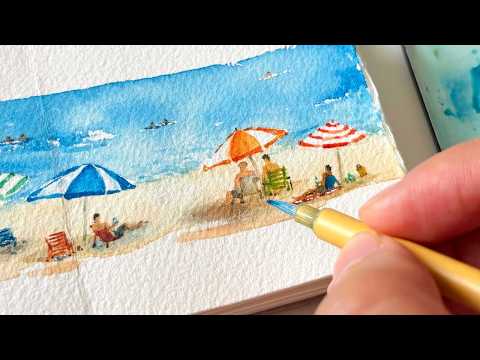 I Painted the Tiniest Summer Beach ✧ Relaxing Watercolor