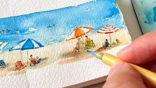 I Painted the Tiniest Summer Beach ✧ Relaxing Watercolor