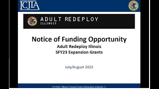 Adult Redeploy Illinois SFY23 Expansion Grants Notice of Funding Opportunity Tech Assistance Session