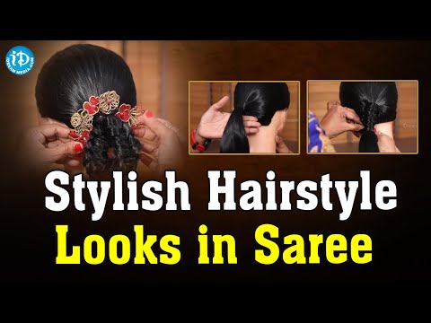 Stylish Hairstyle Looks in Saree | Ponytail | Sobha Rani Beautician backslashu0026 Therapist - IDREAMMOVIES