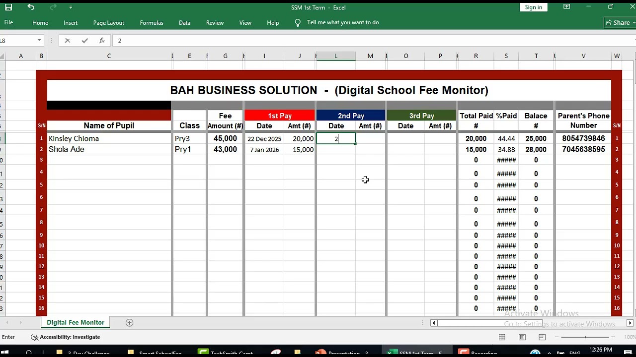 Demo of Digital School Fee Monitor