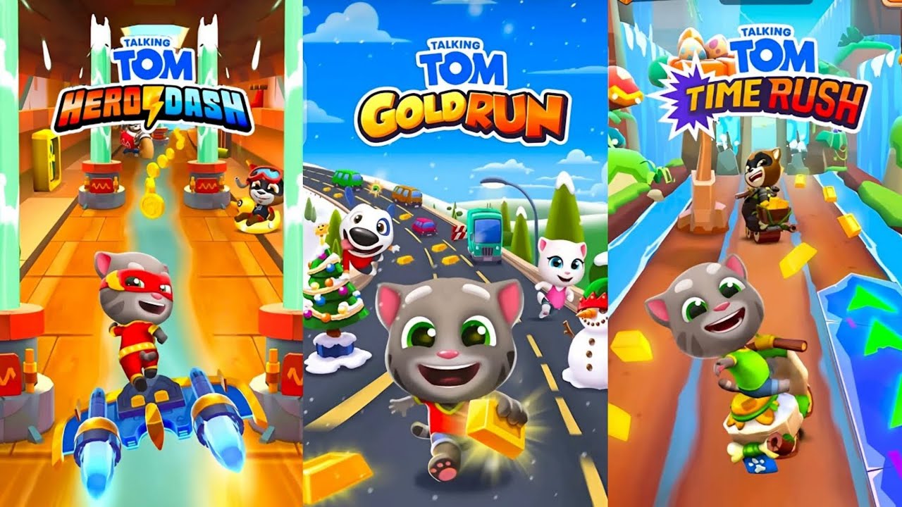 Talking Tom Gold Run vs Talking Tom Hero Dash vs Talking Tom Time Rush
