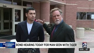 Bond hearing Friday for man seen with tiger