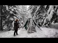 4 Days WINTER CAMPING in Blizzard With, Survival, Off Grid, Nature Movie, Snowstorm Bushcraft