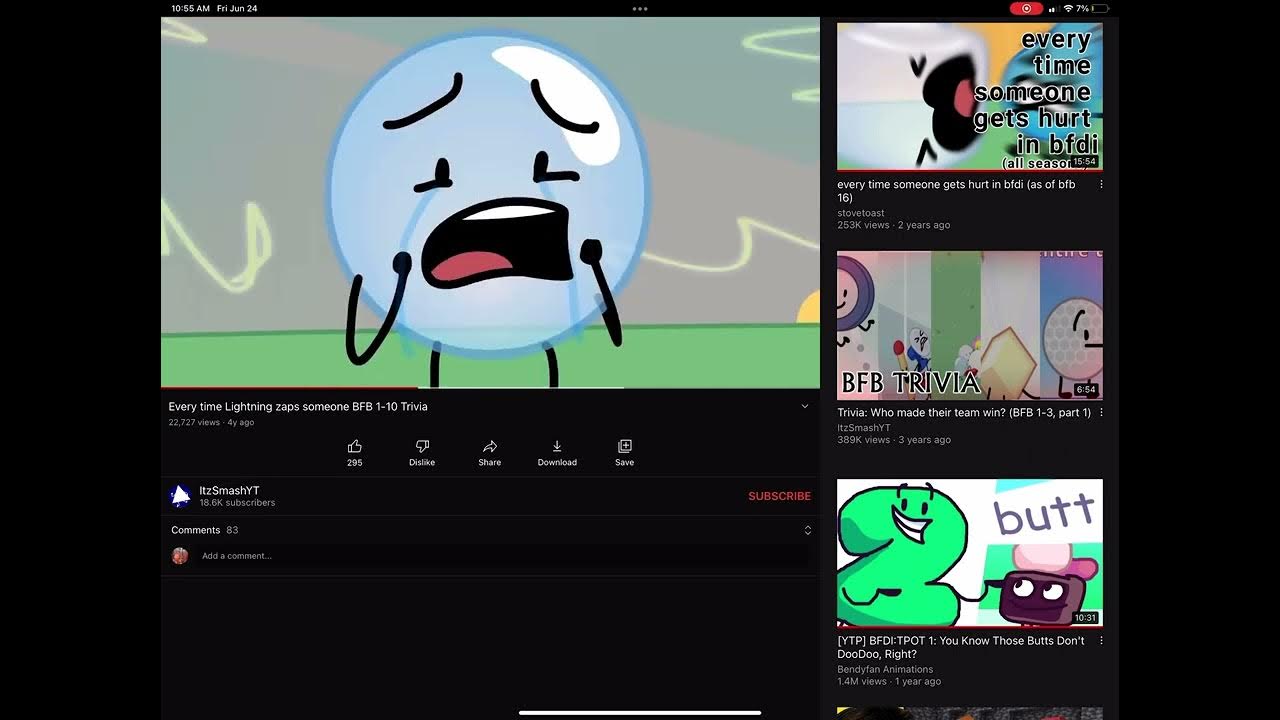 Lightning zaps Fanny. YouTube