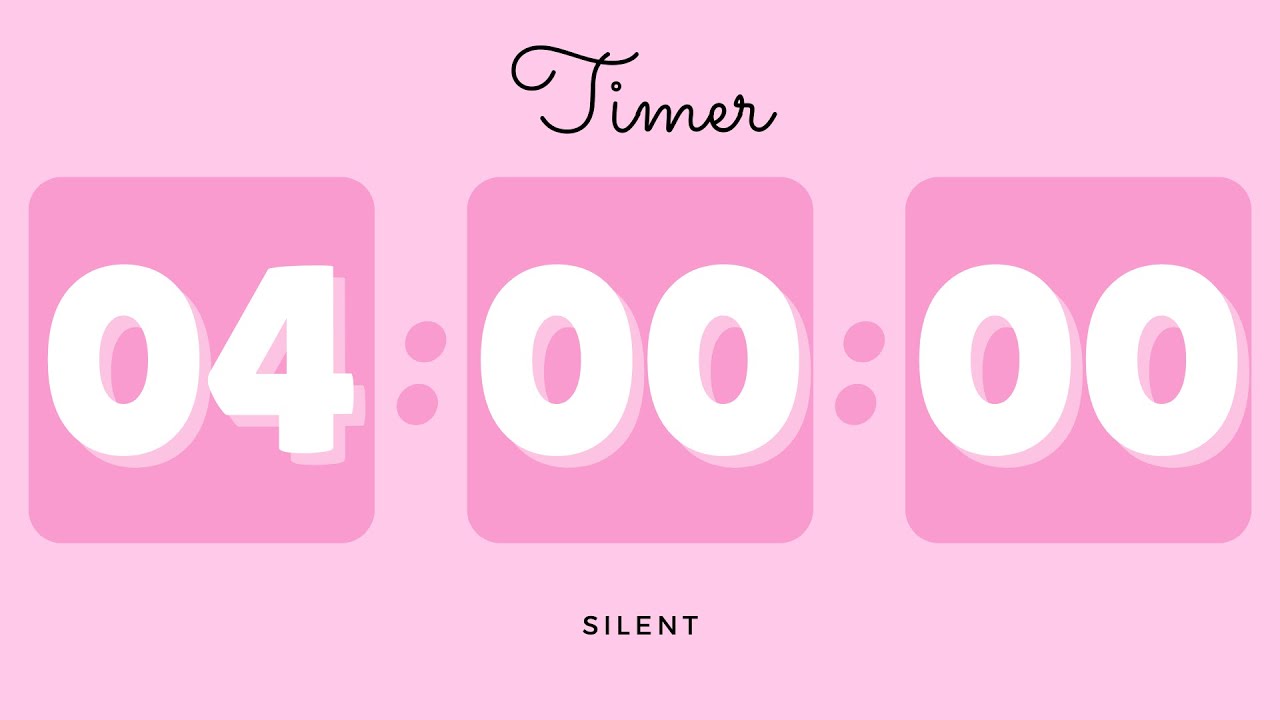 💖 4 Hours Silent Timer with Cute Ending Alarm | Barbie Timer