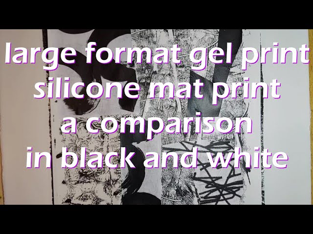 large format gelli print black and white/ silicone mat print 