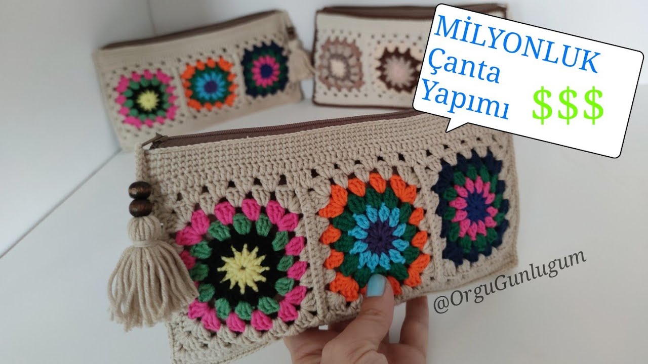 MİLYON izlenen Çanta Yapımı ✨ Üç Motifli Çanta Yapımı ✨ Crochet bag
