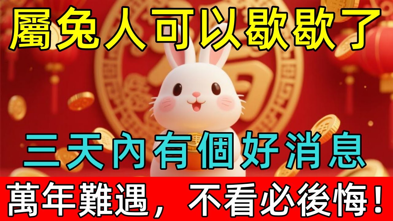 屬兔人可以歇歇了！三天內有個好消息，萬年難遇，不看後悔！#生肖 #運勢 #命理 #屬相 #風水 #財運 #佛陀 #佛學 #佛法 #佛教 #修行 #智慧 #因果 #佛家