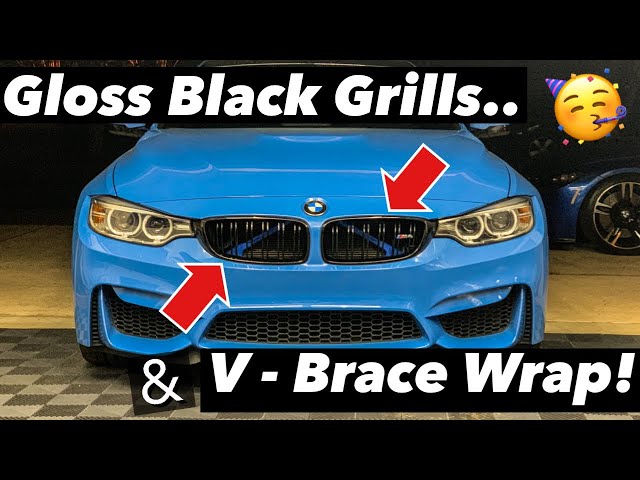 How to Install GLOSS BLACK GRILLS, WRAP V-BRACE & CARBON AIR SCOOPS - BMW  M4/M3 F80/F82/F83 