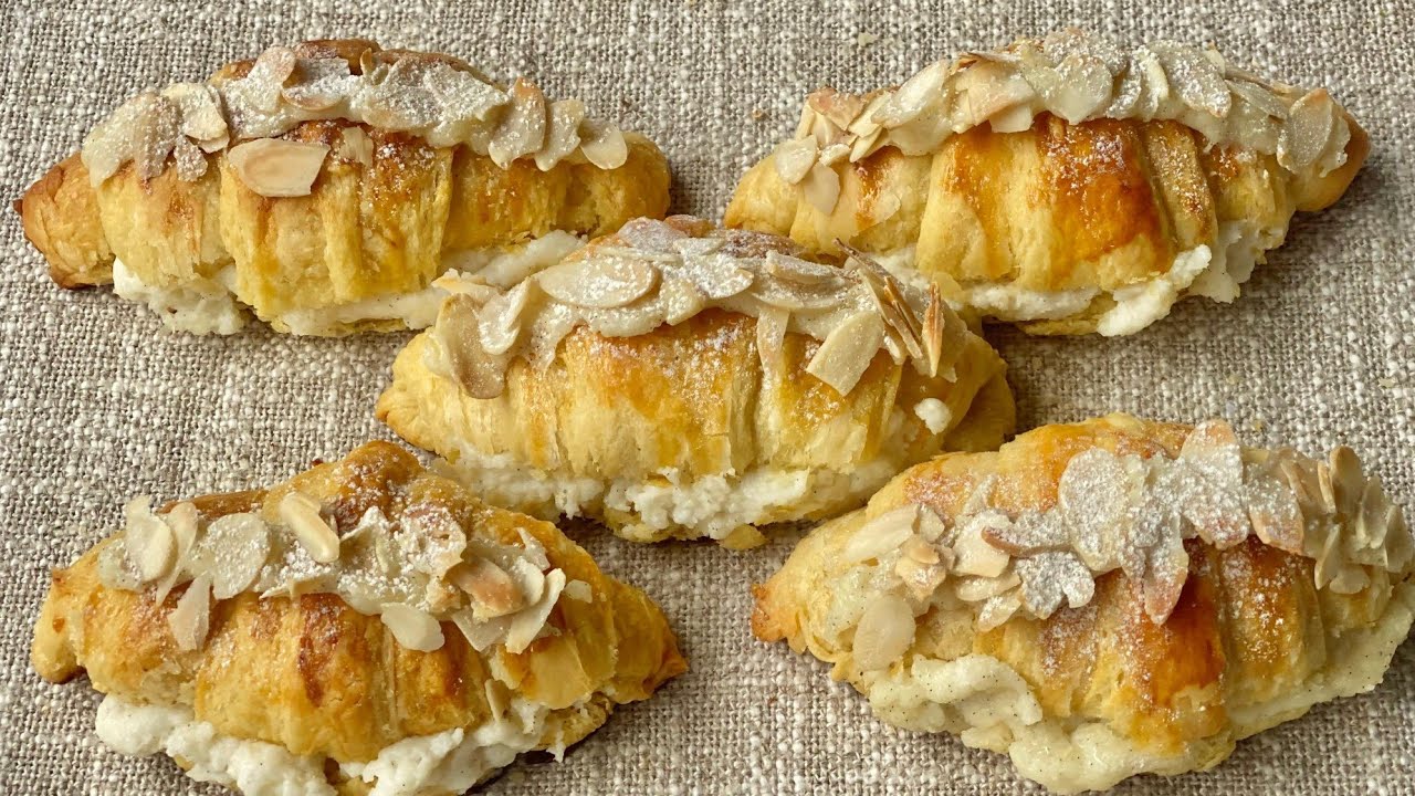 🥐 ALMOND CROISSANT Homemade – Super Flaky, Buttery & Isi vanila Cream Melimpah! ✨ Resep Lengkap