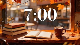 7 Minute Fall Cafe Timer ☕ Cozy 4K Coffee Shop & Relaxing Jazz Music | Study, Focus, Read, Homework