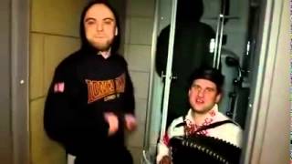 Crazy singing Slavs in bathroom