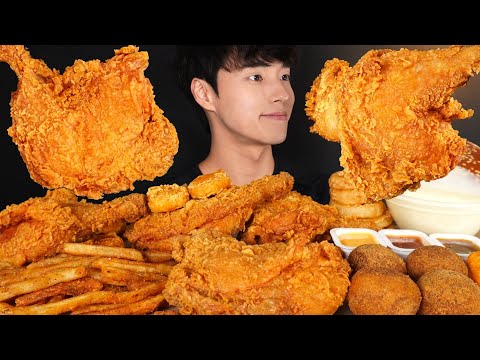 ASMR MUKBANG FRIED CHICKEN & CHEESEBURGER & FRENCH FRIES & CHICKEN NUGGETS & ONION RINGS