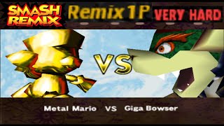 Smash Remix - Classic Mode Remix 1P Gameplay with Metal Mario (VERY HARD)