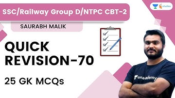Quick Revision 70 | 25 GK MCQs | SSC/Railway Group D/NTPC CBT-2 | Saurabh Malik | Wifistudy Studios