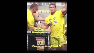 When Denis pulled Andrey Pushkar with table🥶 #deniscyplenkov #armwrestling #shortsvideo