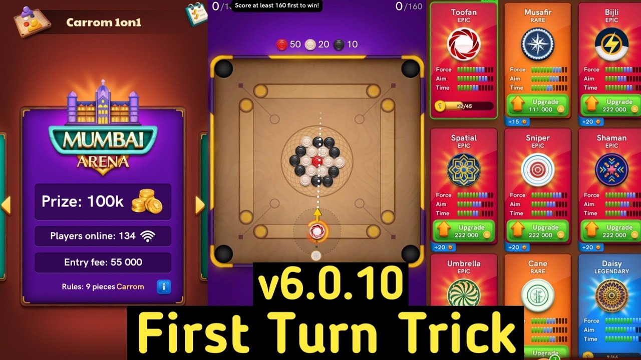 💥 First Turn Trick Mumbai Arena Table Carrom Pool 💥