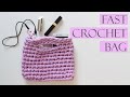 Crochet bag using T-shirt yarn. Fast crocheted accessories