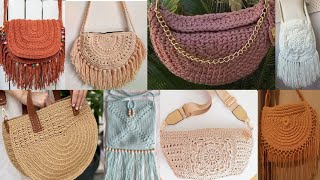 Comfortable Crochet boho chic tote Bag ideas | Handmade handle bag &amp; purse design